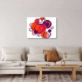 Obraz na szkle - Motyw z kółkami w ciepłych kolorach (70x50 cm)