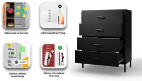 Komoda szafka metalowa czarna  Modern CARLA 800 x 1015 x 400 mm