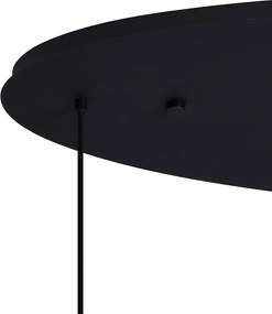 Lampa wisząca w stylu Art Deco czarna z owalną płytą sufitową i zielono-niebieskim szkłem 6-punktowa - Douglass