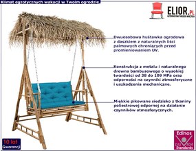 Podwójna huśtawka ogrodowa z niebieskim siedziskiem - Amar