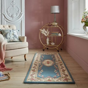 Niebieski wełniany dywan Flair Rugs Aubusson, 67x210 cm