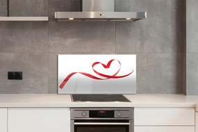 Panel szklany do Kuchni Serce z Czerwoną Wstążką