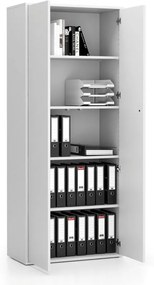 Szafa biurowa z drzwiami LAYERS, 4 półki, 800 x 400 x 1905 mm, biała