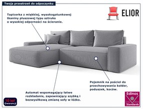 Szary rozkładany narożnik z funkcją spania P8-D47