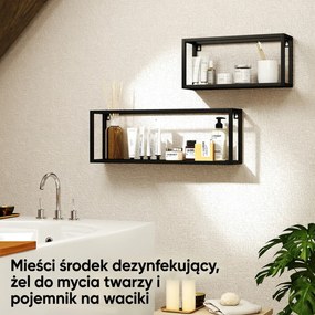 HOMCOM Zestaw 2 półek ściennych, udźwig 15 kg, do montażu na ścianie, stal, czarny