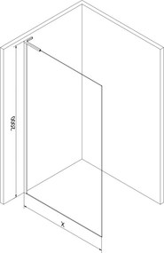 Mexen Kioto L ścianka prysznicowa Walk-in 50 x 200 cm, transparent, czarna - 800-050-103-70-00