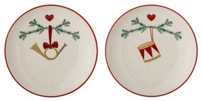 Kremowe kamionkowe talerze deserowe ze świątecznym motywem zestaw 2 szt. ø 16 cm Yule – Bloomingville