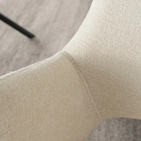 Zestaw Stół Prostokątny Rozkładany VICTOR 160-240 cm Czarny Marmur i 4 Krzesła Tapicerowane FLAV Kremowe Nowoczesne
