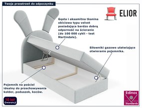 Szare dziecięce łóżko kontynentalne 100x200 cm R8-W11