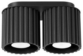 Plafon dwupunktowy AURA 2 czarny GU10 ryflowany SOLLUX  LIGHTING