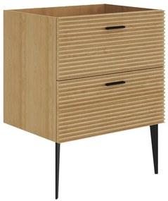 Szafka pod umywalkę rowkowana na nóżkach - 2 szuflady - Jasny naturalny - 60 cm - SARONE
