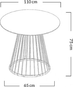 Fornirowany stół na drucianej podstawie Glam Walnut 110