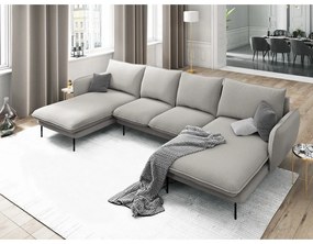 Jasnoszara sofa w kształcie litery U Cosmopolitan Design Vienna