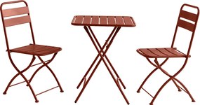 Zestaw mebli jadalnianych ogrodowych składanych z metalu - stolik o szer. 60 cm i 2 składane krzesła - Terakota - MIRMANDE marki MYLIA