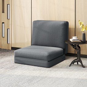 HOMCOM Składany Fotel Podłogowy z Poduszkami, Wandelbar Sofa Podłogowa, do Salonu, Pokoju Gościnnego, Biura, 75 x 268 x 18 cm, Ciemnoszary