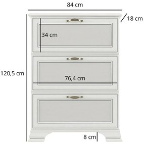 Duża trzydrzwiowa szafka na buty fineline crema L3-K56