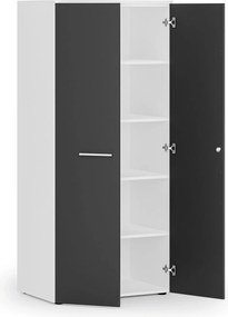 Szafa biurowa z drzwiami PRIMO WHITE, 800 x 500 x 1781 mm, biały/grafitowy