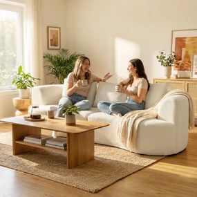 HOMCOM Sofa 3-osobowa, 260 cm sofa chenille z szerokim siedziskiem, sprężyny kieszeniowe, pianka o wysokiej gęstości, 3 poduszki, kremowa biel | Aosom PL