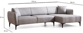 Jasnoszara sofa narożna Belissimo, narożnik prawy – Balcab Home