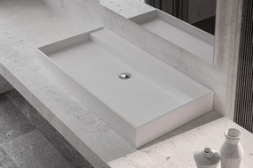 Umywalka ścienna TWG12Odlew mineralny - Biały mat - 90 x 45 x 11 cm