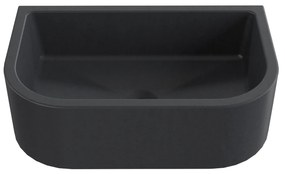 Umywalka betonowa półokrągła wisząca / nablatowa bez otworu na baterię 49 x 30 cm PALANGA | różne kolory : Kolor - Czarny, Typ montażu - nablatowa