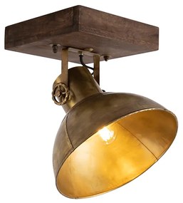 Industrialny reflektor sufitowy brązowy z drewnem 30 cm - MangoesPrzemysłowy Oswietlenie wewnetrzne