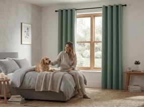 Szaro-zielona zasłona OXFORD 140x250 cm Zawieszanie: Taśma z wiązaniami