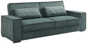 Kanapa 3-osobowa rozkładana ze sztruksu w butelkowej zieleni - FINORO