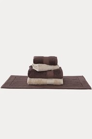 Zestaw promocyjny ręczników DELUXE + dywanik łazienkowy LOFT Brązowy / Jasnobeżowy