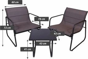 Zestaw ogrodowy do relaksu – 2 krzesła i stolik, składany