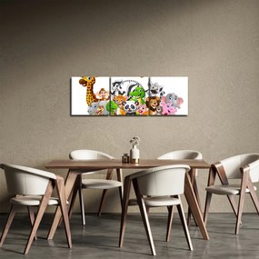 Obraz zwierząt (z zegarem) (90x30 cm)