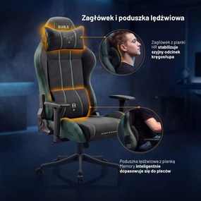 Fotel gamingowy młodzieżowy Diablo X-One Small Size materiałowy, Forest Green