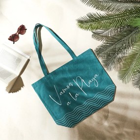 Materiałowa torba plażowa VAMOS, ciemnozielona