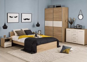 MOBI LOZ-120 Łóżko Jednoosobowe 120x200 cm – Kolor Biały / Dąb Sonoma – Nowoczesny Styl Młodzieżowy