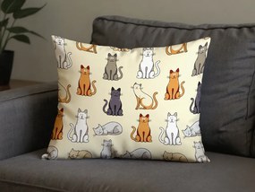 Poliestrowo-bawełniana poszewka na poduszkę COLORED CATS POLY 50x70 cm, kremowy