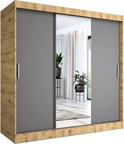 Szafa przesuwna dąb artisan + antracyt 200 cm L6-E58