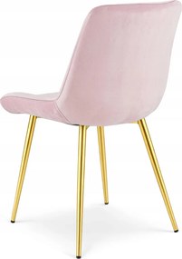 Różowe krzesło do kuchni BERA aksamitne ze złotymi nogami