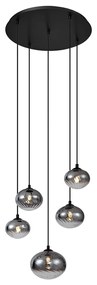 Nowoczesna lampa wisząca czarna z przydymionym szkłem - Jia Nowoczesny Oswietlenie wewnetrzne