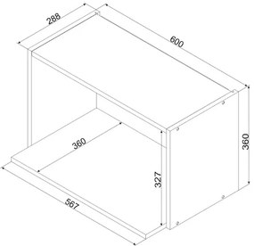 Szafka Kuchenna Okapowa 60 Cm Otwarta Dąb Artisan T2-W62