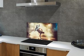 Panel szklany do Kuchni Mężczyzna w Tańcu z Dymem