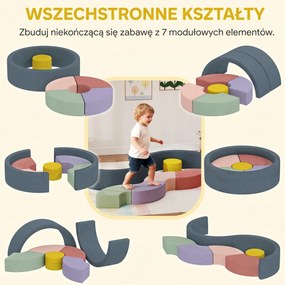 AIYAPLAY Zestaw 7 miękkich klocków piankowych dla maluchów — sztruksowy, odpinany pokrowiec, różne kształty, kolorowy