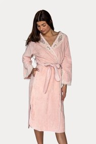 Elegancki szlafrok DESTAN z koronką XL Fioletowy / Lila