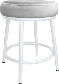 Taboret Ben tkanina Welur stelaż metalowy STOŁEK LOFT : Kolor Stelaża - Biały, Kolor tkaniny - VELVET - MG39, Typ tkaniny - Velvet