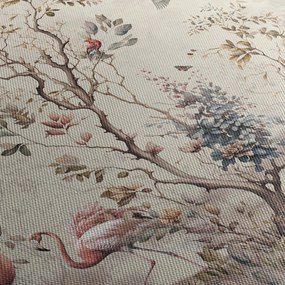 Obraz - Rysunek flamingów (z zegarem) (90x30 cm)