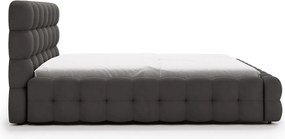 Emporius Parlas Bis łóżko 200x200 z pojemnikiem, łóżko tapicerowane do sypialni - gruba pianka, stelaż, tkanina aksamitna, ciemny szary (Amor Velvet 4321)