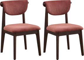 Zestaw 2 krzeseł z teksturowanej tkaniny i drewna kauczukowca - Brązowe - GABIEL