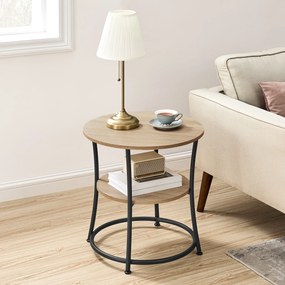 Stolik Kawowy Okrągły z Półką - sonoma - LET056B11