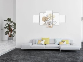 Obraz - Beżowe kwiaty z motylem N⁰1 (125x70 cm)