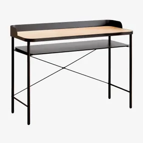 Biurko Z Płyty Mdf I Metalu Kerobert Black&natural - Sklum