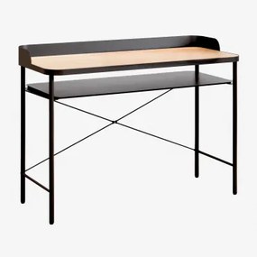 Biurko Ze Stali I Mdf Kerobert Black&natural - Sklum